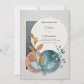 Botanische geometrische terracotta blauw groen bru kaart (Voorkant)