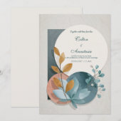 Botanische geometrische terracotta blauw groen bru kaart (Voorkant / Achterkant)