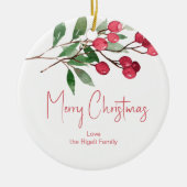 Botanische gepersonaliseerde kerstversiering keramisch ornament (Voorkant)