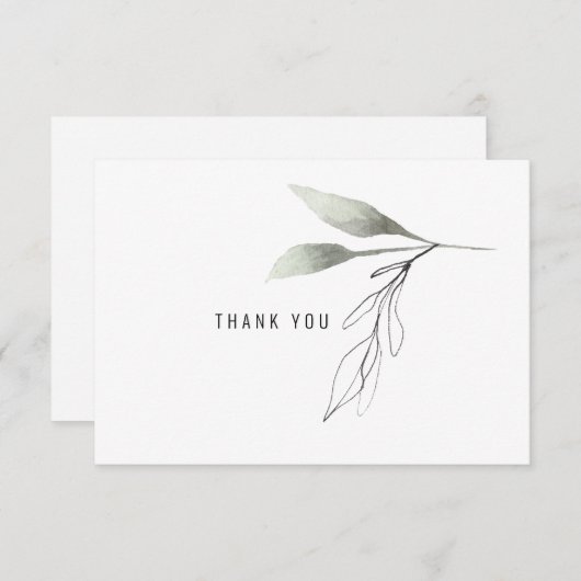 Botanische gepersonaliseerde scriptnaam Dank u Bedankkaart (Voorkant / Achterkant)