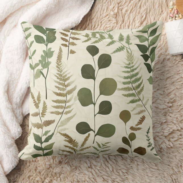 Botanische geperste bladeren patroon – Varentprint Kussen (Deken)