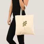Botanische geperste bladmonodruk olijfgroen tote bag (Voorkant (product))