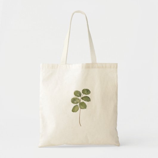 Botanische geperste bladmonodruk olijfgroen tote bag (Voorkant)