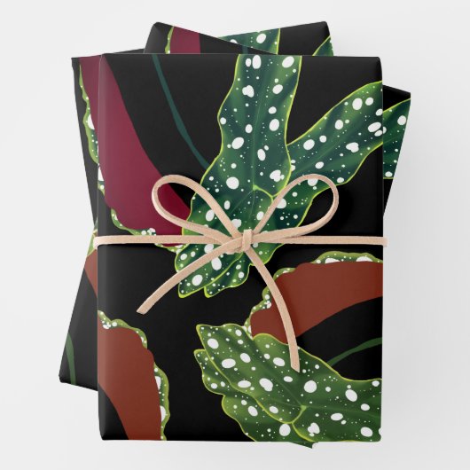 Botanische gevlekte Begonia bladeren inpakpapier S (In situ)