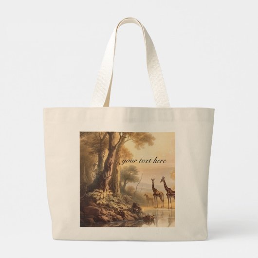  botanische giraffen, aanpasbaar grote tote bag (Achterkant)