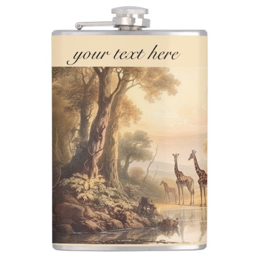  botanische giraffen aanpasbaar heupfles (Voorkant)