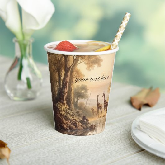 botanische giraffen, aanpasbaar papieren bekers (Insitu)