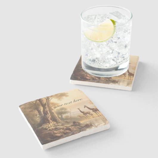  botanische giraffen, aanpasbaar stenen onderzetter (Zijkant)