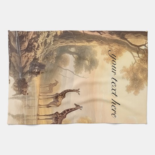  botanische giraffen, aanpasbaar theedoek (Horizontaal)