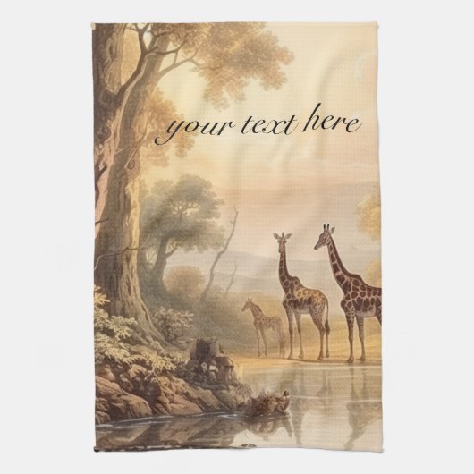  botanische giraffen, aanpasbaar theedoek (Verticaal)