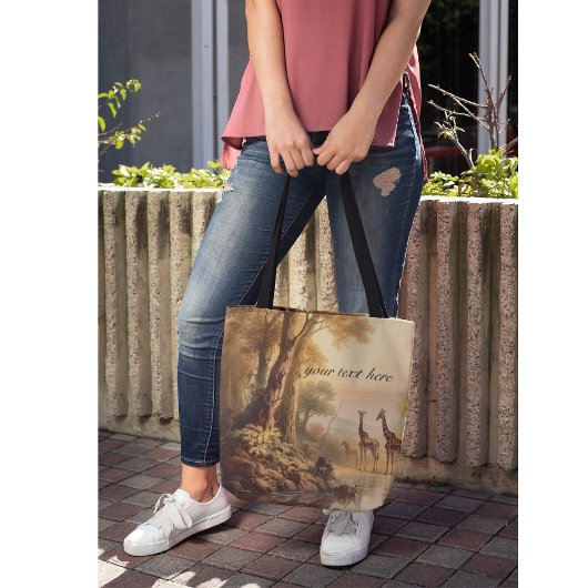  botanische giraffen, aanpasbaar tote bag