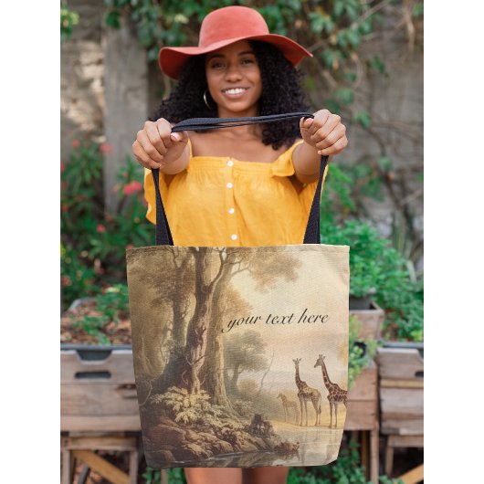  botanische giraffen, aanpasbaar tote bag