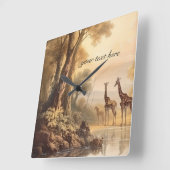  botanische giraffen, aanpasbaar vierkante klok (Hoek)