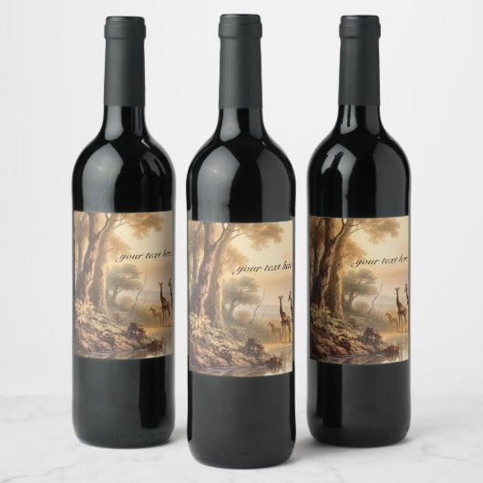  botanische giraffen, aanpasbaar wijn etiket (Flessen)