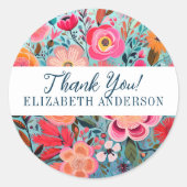  Botanische Girly Floral Bedankt Ronde Sticker (Voorkant)