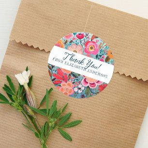  Botanische Girly Floral Bedankt Ronde Sticker