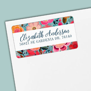 Botanische Girly Floral Retouradres Etiket