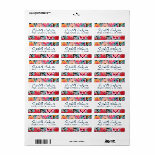 Botanische Girly Floral Retouradres Etiket (Full Sheet)