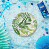 Botanische glans van Fern op wit Papieren Bordje (Feest)