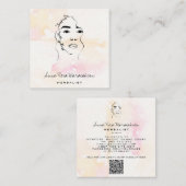 *~* Botanische godin Greenery QR Line Art Vierkante Visitekaartje (Voorkant / Achterkant)