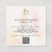 *~* Botanische godin Greenery QR Line Art Vierkante Visitekaartje (Achterkant)