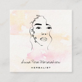 *~* Botanische godin Greenery QR Line Art Vierkante Visitekaartje