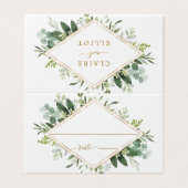 Botanische Gold Diamond Greenery Wedding Place Car Kaart (Buitenkant ongevouwen)