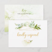 Botanische Gold Geometric Crystal RSVP Kaartje (Voorkant / Achterkant)