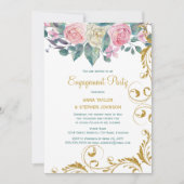 Botanische Gold Glitter Swirls Engagement Party Kaart (Voorkant)