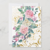 Botanische Gold Glitter Swirls Engagement Party Kaart (Achterkant)