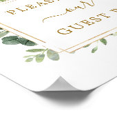 Botanische Gold Green Guest Book Sign Poster (Hoek)