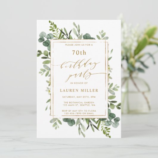 Botanische Gold Greenery Birthday Kaart (Staand voorkant)