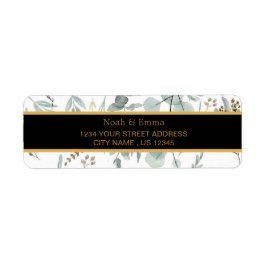 Botanische Gold Greenery eucalyptus Return Address Etiket