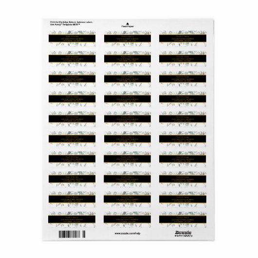 Botanische Gold Greenery eucalyptus Return Address Etiket (Full Sheet)