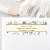Botanische Gold Greenery eucalyptus Return Address Etiket (Insitu)