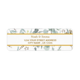Botanische Gold Greenery eucalyptus Return Address Etiket