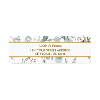 Botanische Gold Greenery eucalyptus Return Address Etiket