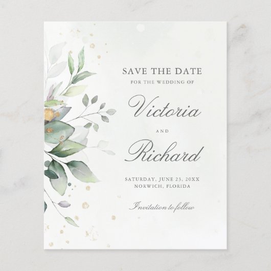 Botanische Gold Greenery Eucalyptus Save the Date (Voorkant)