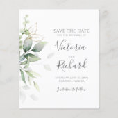 Botanische Gold Greenery Eucalyptus Save the Date (Voorkant)