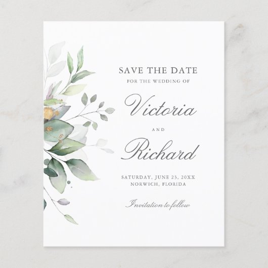 Botanische Gold Greenery Eucalyptus Save the Date (Voorkant)