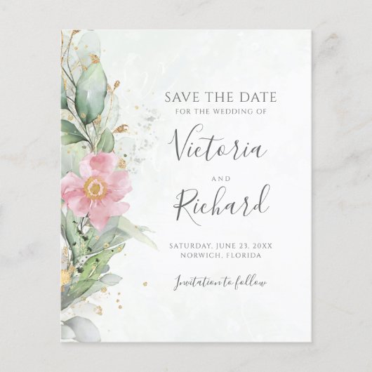 Botanische Gold Greenery Eucalyptus Save the Date (Voorkant)