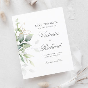 Botanische Gold Greenery Eucalyptus Save the Date