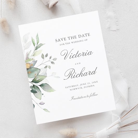Botanische Gold Greenery Eucalyptus Save the Date