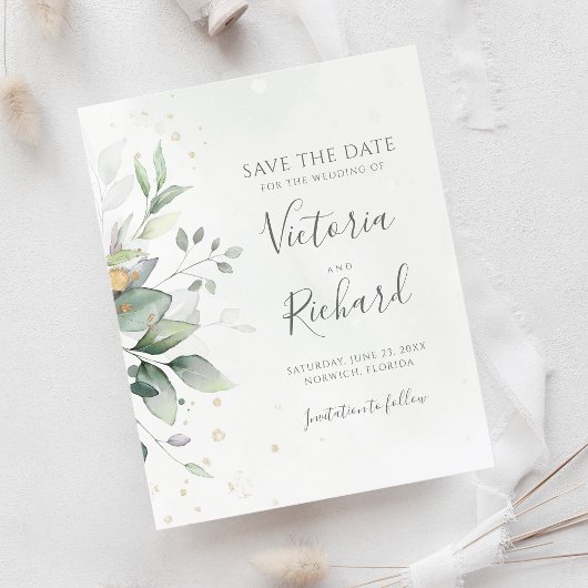 Botanische Gold Greenery Eucalyptus Save the Date