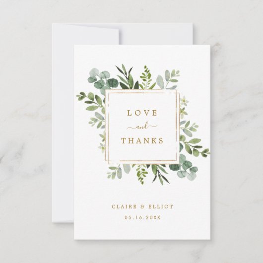 Botanische Gold Greenery Hartelijk dank Bedankkaart (Voorkant)