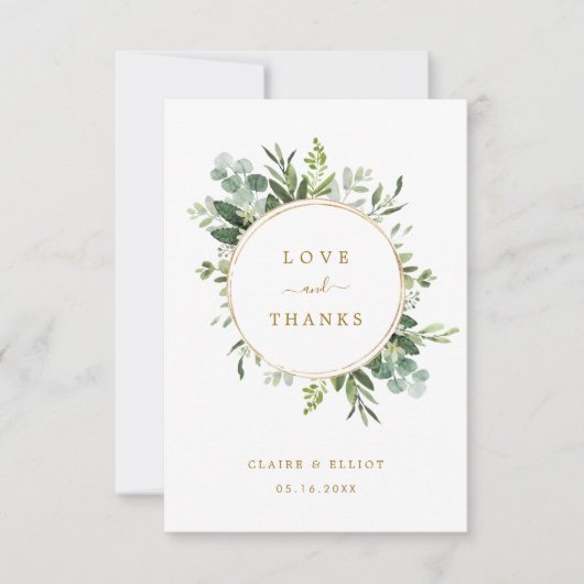 Botanische Gold Greenery Hartelijk dank Bedankkaart (Voorkant)