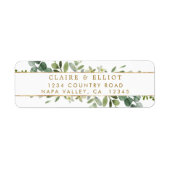 Botanische Gold Greenery Return Address Etiket (Voorkant)
