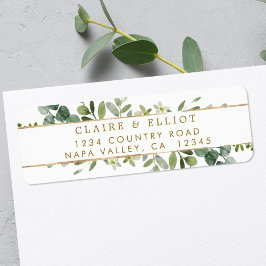 Botanische Gold Greenery Return Address Etiket