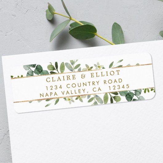Botanische Gold Greenery Return Address Etiket