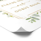 Botanische Gold Greenery Square Guest Book Sign Poster (Hoek)
